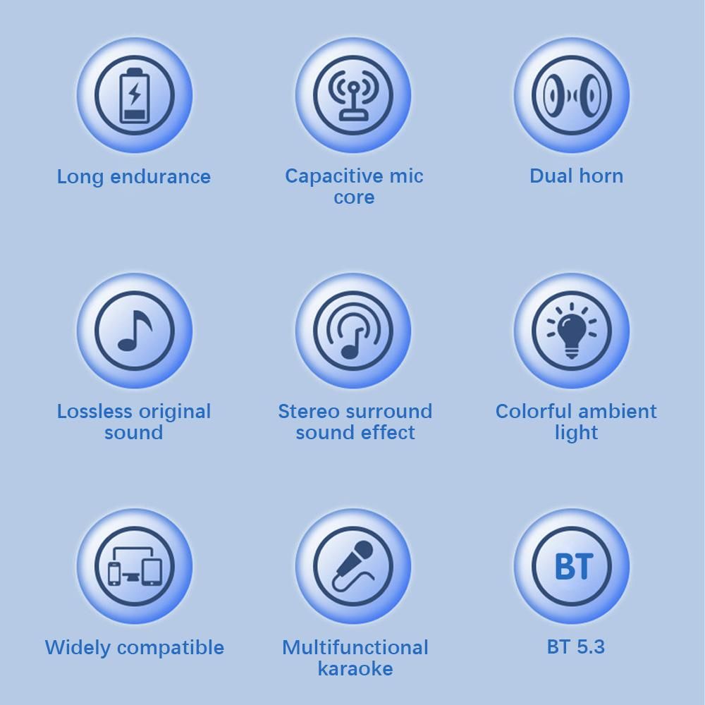 Portable Microphone & Sound Box Set Mini Karaoke Machine BT Speaker with 2 Microphones Home Outdoor Wireless Loudspeaker Rechargeable Voice Box & Handheld Mic Karaoke Mic Speaker BT5.3 Connection for Home Party KTV Singing