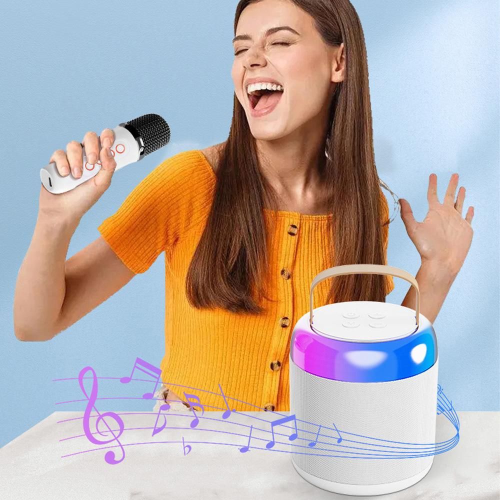 Portable Microphone & Sound Box Set Mini Karaoke Machine BT Speaker with 2 Microphones Home Outdoor Wireless Loudspeaker Rechargeable Voice Box & Handheld Mic Karaoke Mic Speaker BT5.3 Connection for Home Party KTV Singing