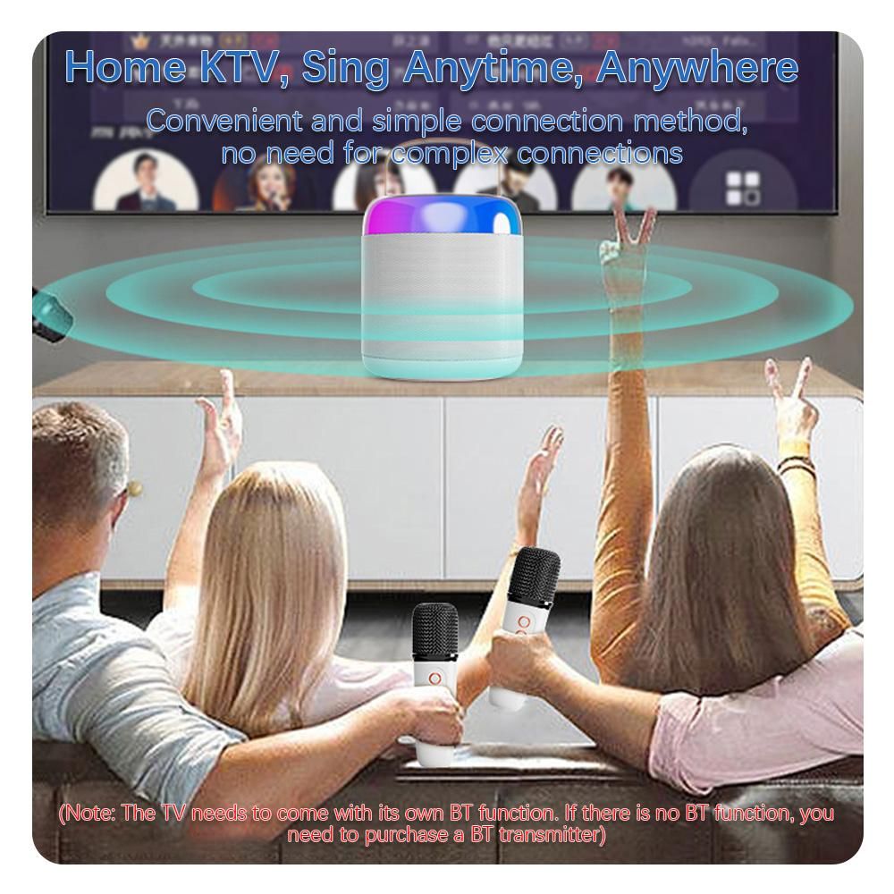 Portable Microphone & Sound Box Set Mini Karaoke Machine BT Speaker with 2 Microphones Home Outdoor Wireless Loudspeaker Rechargeable Voice Box & Handheld Mic Karaoke Mic Speaker BT5.3 Connection for Home Party KTV Singing