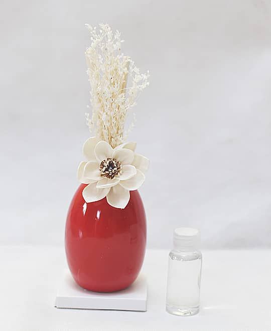 DIFFUSER WITH FLOWER REED-RED