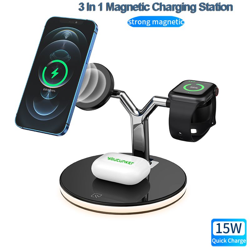 15w Qi Magnetic Charger Station 3 In 1 Magsafe Wireless Y 6