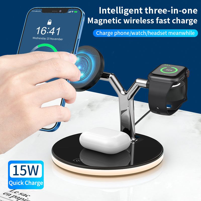 15w Qi Magnetic Charger Station 3 In 1 Magsafe Wireless Y 6