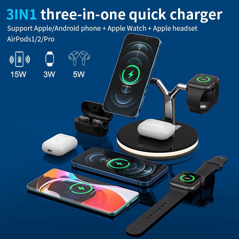 15w Qi Magnetic Charger Station 3 In 1 Magsafe Wireless Y 6