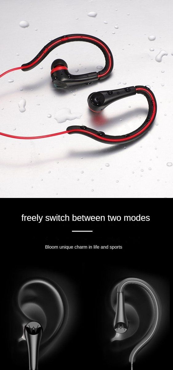 Earbuds Sport hanging and in-ear headphone waterproof microphone - Orange