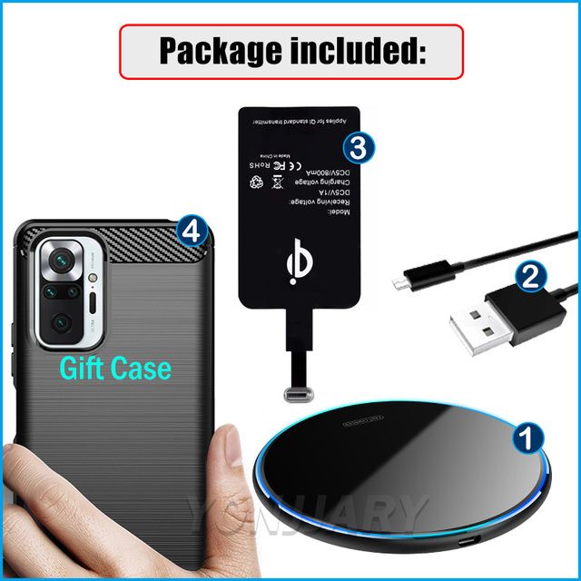 Qi Wireless Charger Receiver For Xiaomi Redmi Note 10 Pro