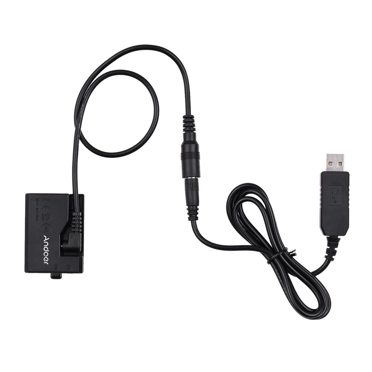 Andoer ACK-E10 5V USB Dummy Battery DC Coupler Adapter(Replacement for LP-E10) Compatible with Canon EOS Rebel T3/T5/T6/T7/T100/Kiss X50/Kiss X70/1100D/1200D/1300D/2000D/4000D