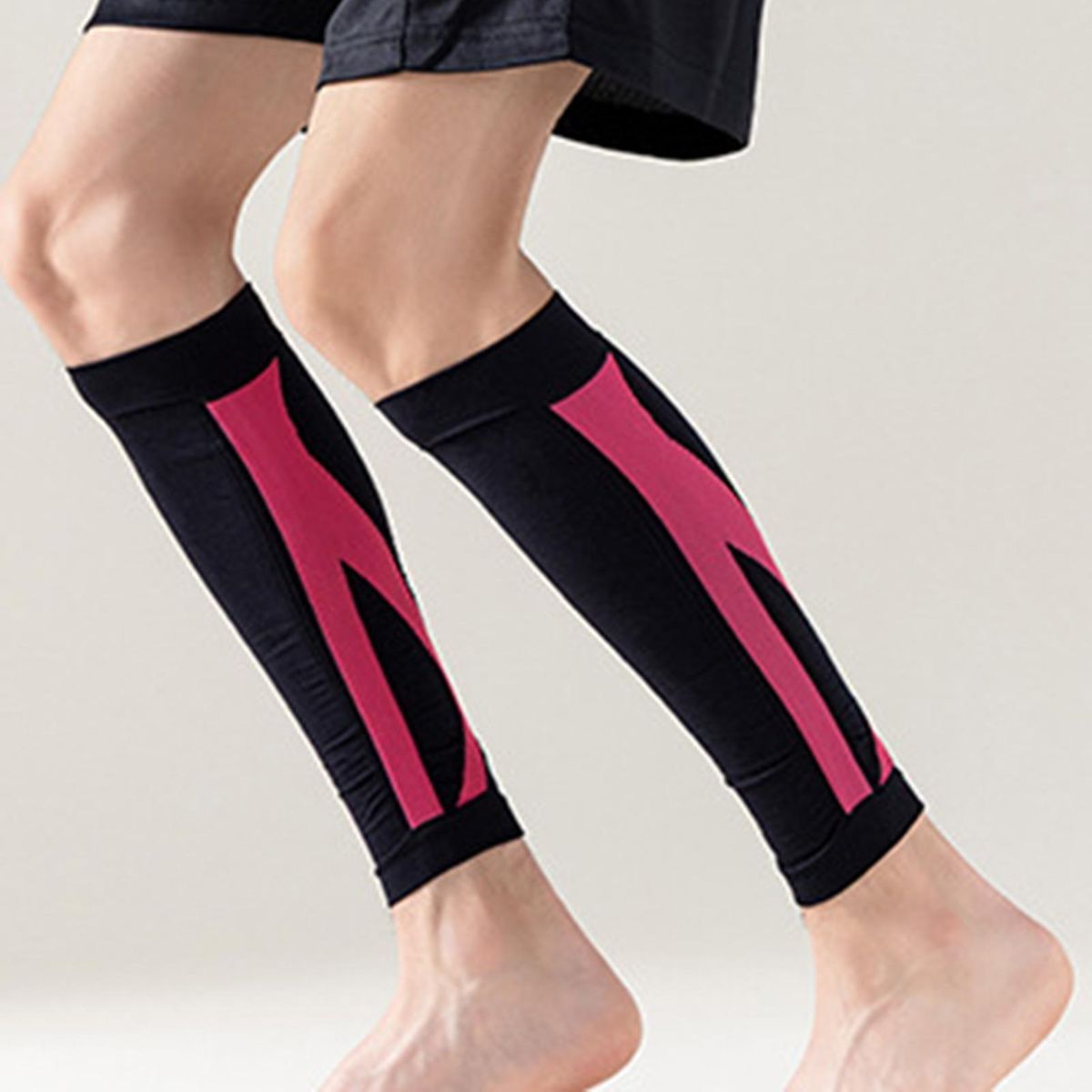 1 Pair Calf Tube Sleeves Running Sports Joint Calf Compression Sleeves Pink Black
