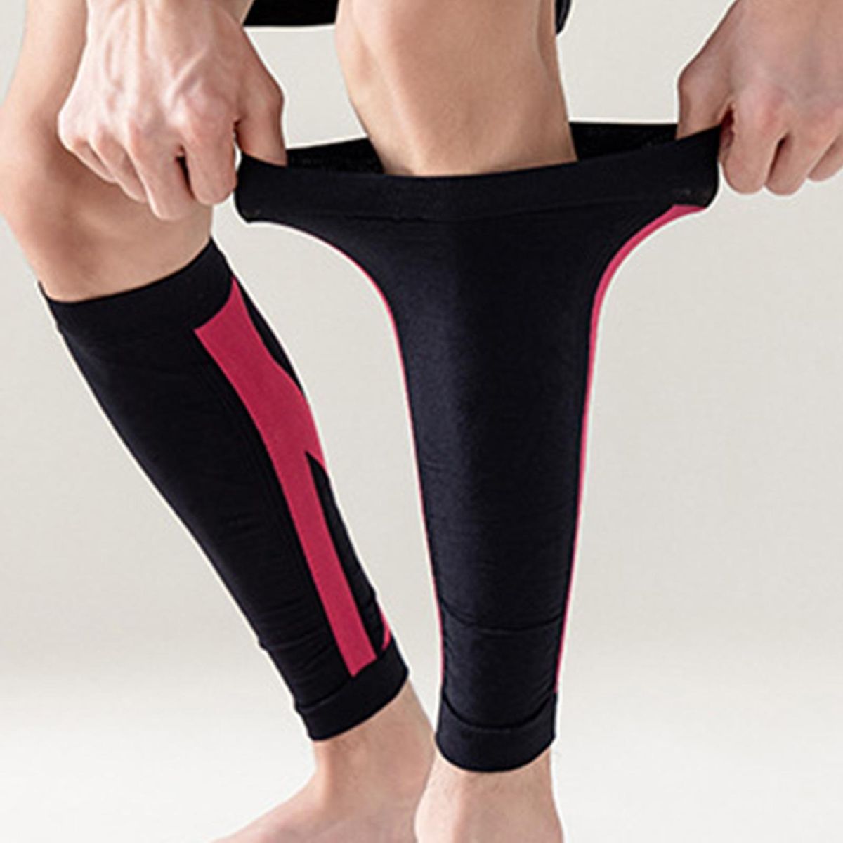 1 Pair Calf Tube Sleeves Running Sports Joint Calf Compression Sleeves Pink Black