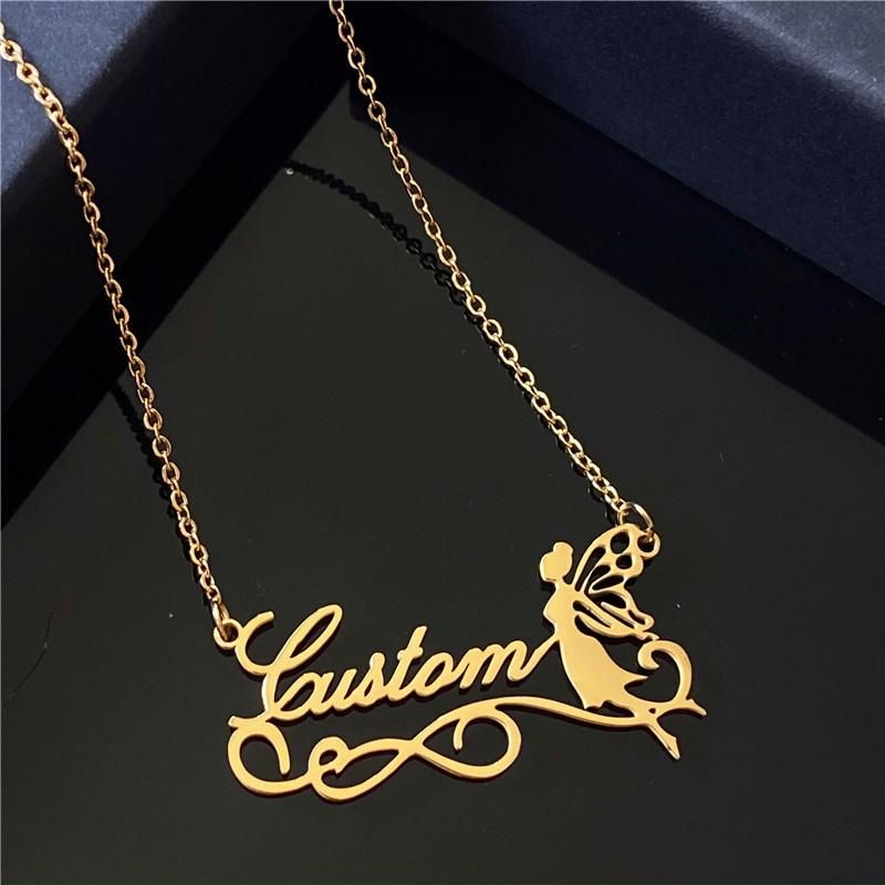 Stainless Steel Customized Name Necklaces for Women Personalized Necklace Stethoscope Letter Heart Butterfly Pendant Jewelry
