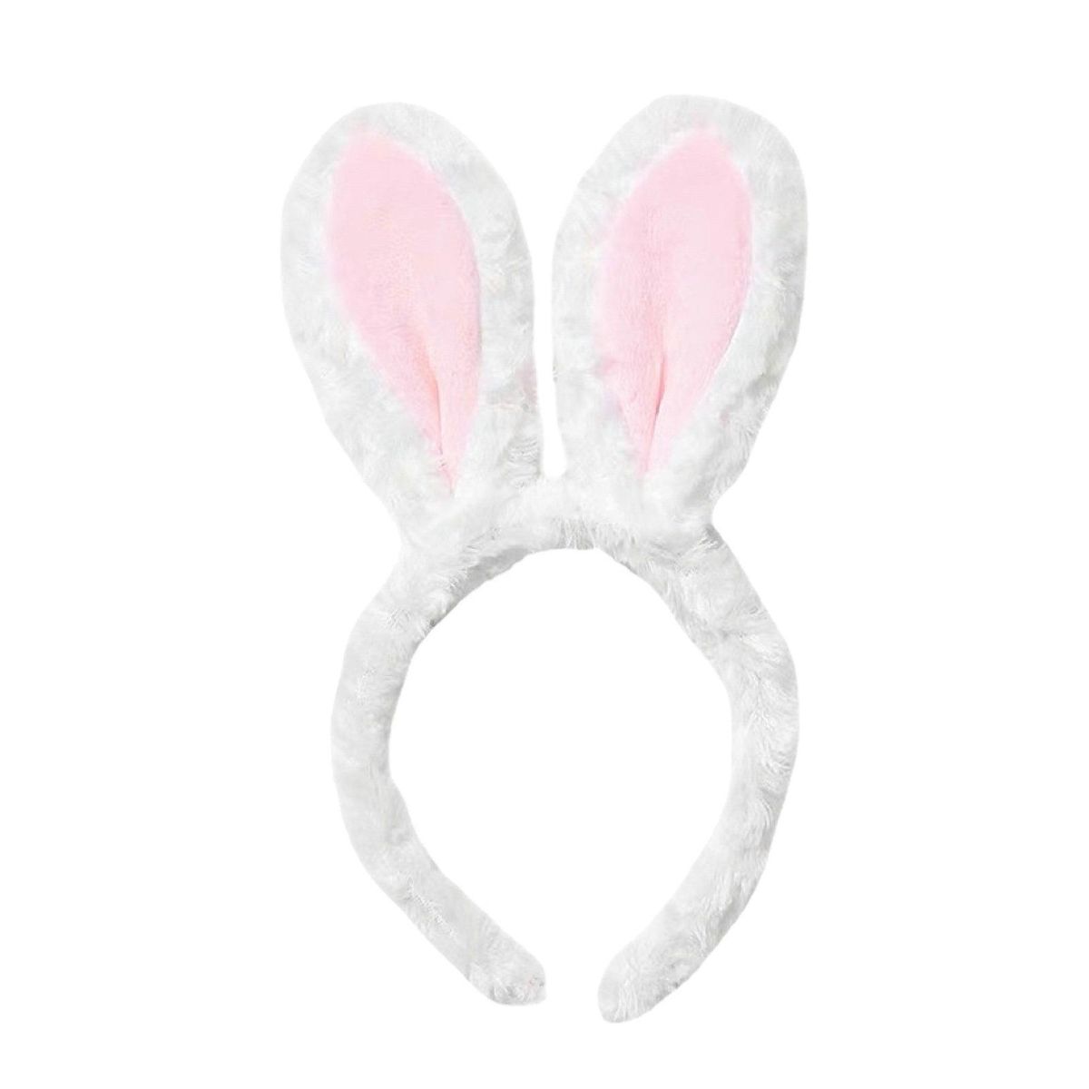 Plush Headband Furry Headband with Bunny Tiger Ears White