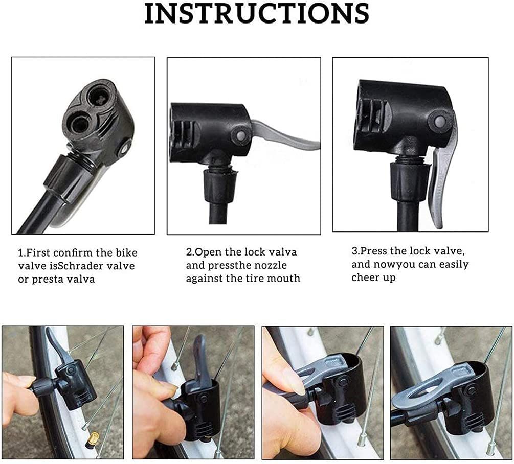 Bike Pump Portable Inflator Bicycle Floor Pump With High Pressure Buffer Easiest Use 120Psi Max
