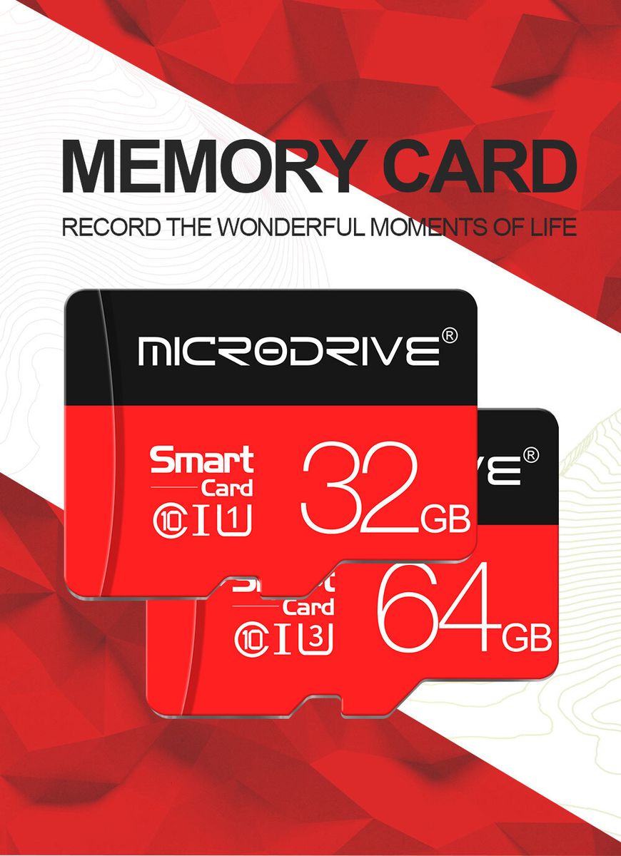 MicroDrive 128GB U3 Class 10 High Speed TF Memory Card With Card Adapter For Smart Phone Tablet PC GPS Camera Car DVR