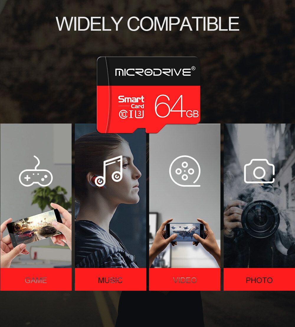 MicroDrive 128GB U3 Class 10 High Speed TF Memory Card With Card Adapter For Smart Phone Tablet PC GPS Camera Car DVR
