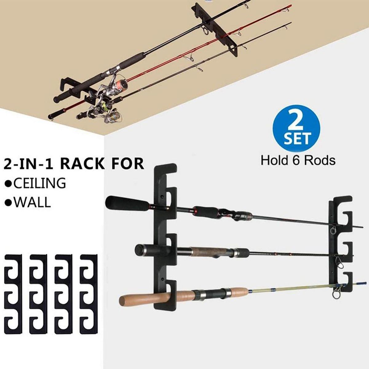 4Pcs Fishing Rod Stand High Strength Fishing Rod Stand Black