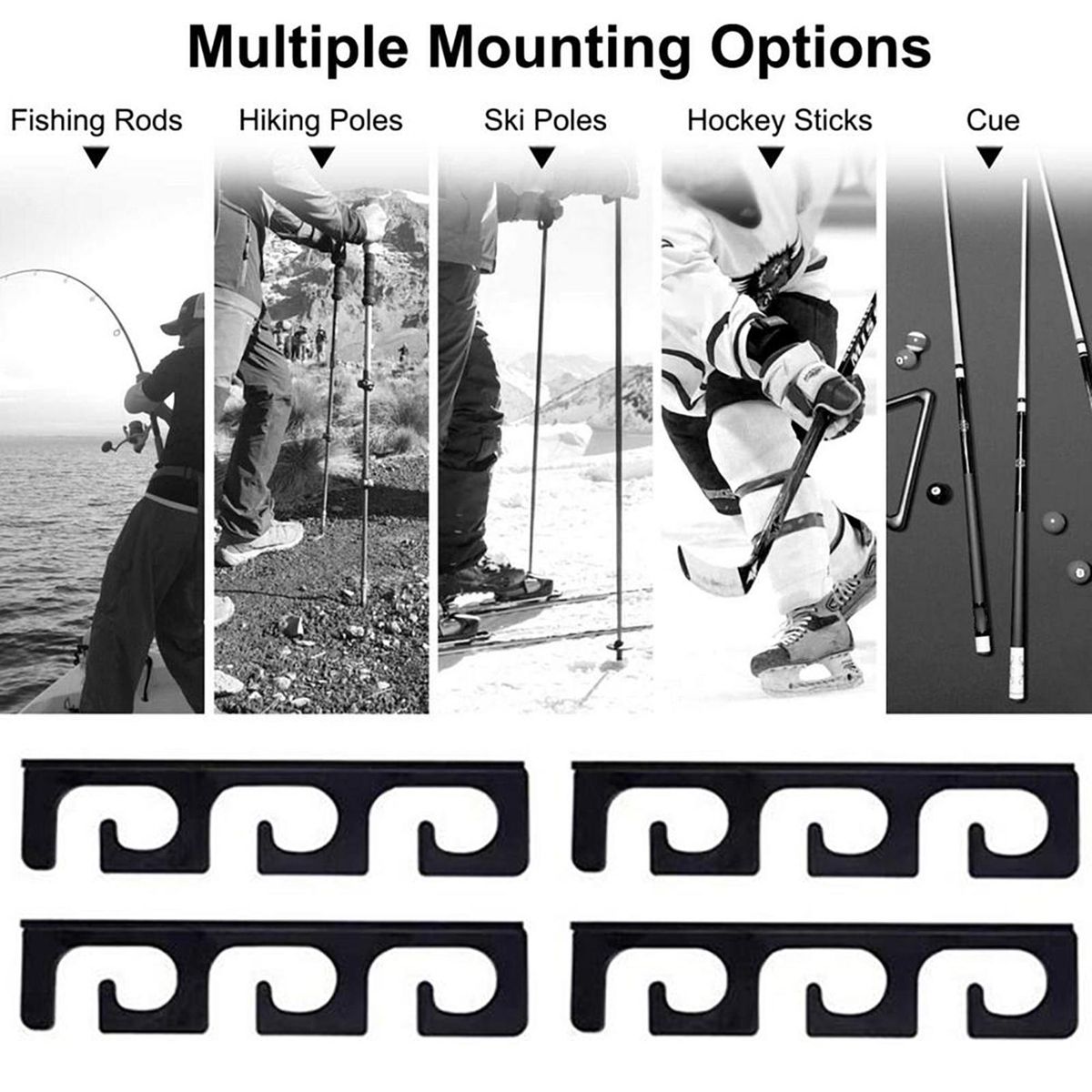 4Pcs Fishing Rod Stand High Strength Fishing Rod Stand Black