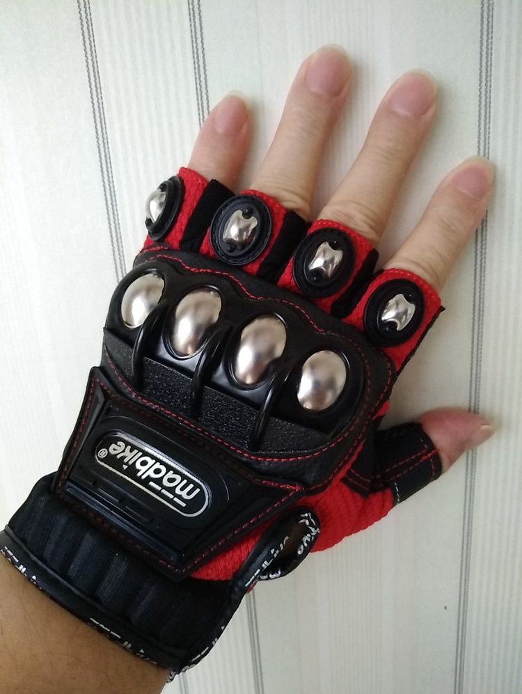 Br Motorcycle Motorbike MTB Gloves Men's Racing Tactical Protective Gear Bicycle Safety Riding Biking Cycling Winter-Half Finger Red