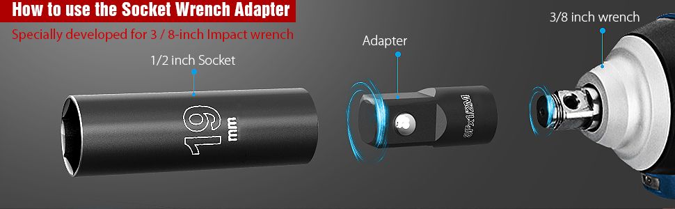 20PCS 1/2-Inch Drive Metric Deep Cr-V Impact Socket Set