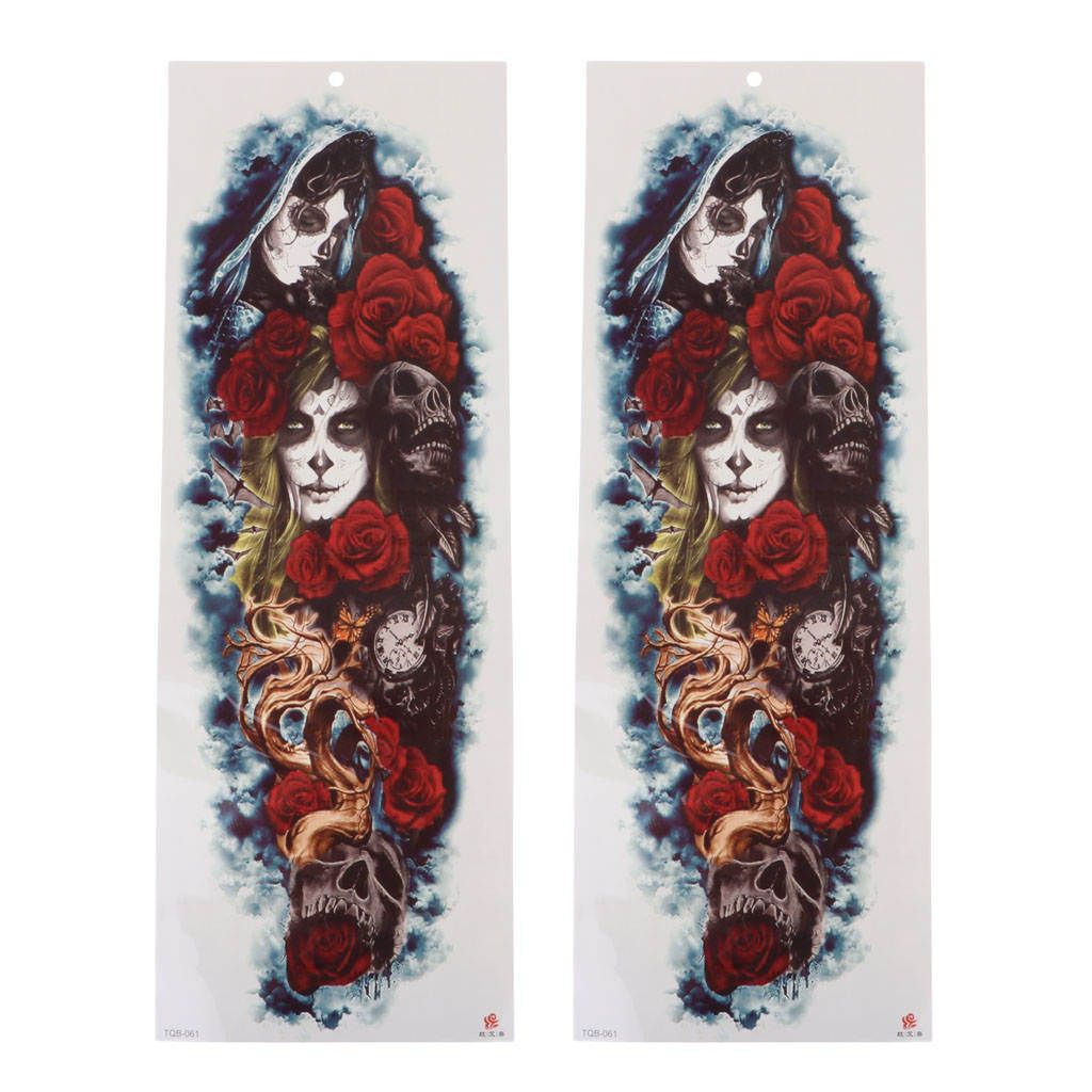 2Pcs Realistic 3D Waterproof Tattoo Arm Sleeves Stickers For Men 061