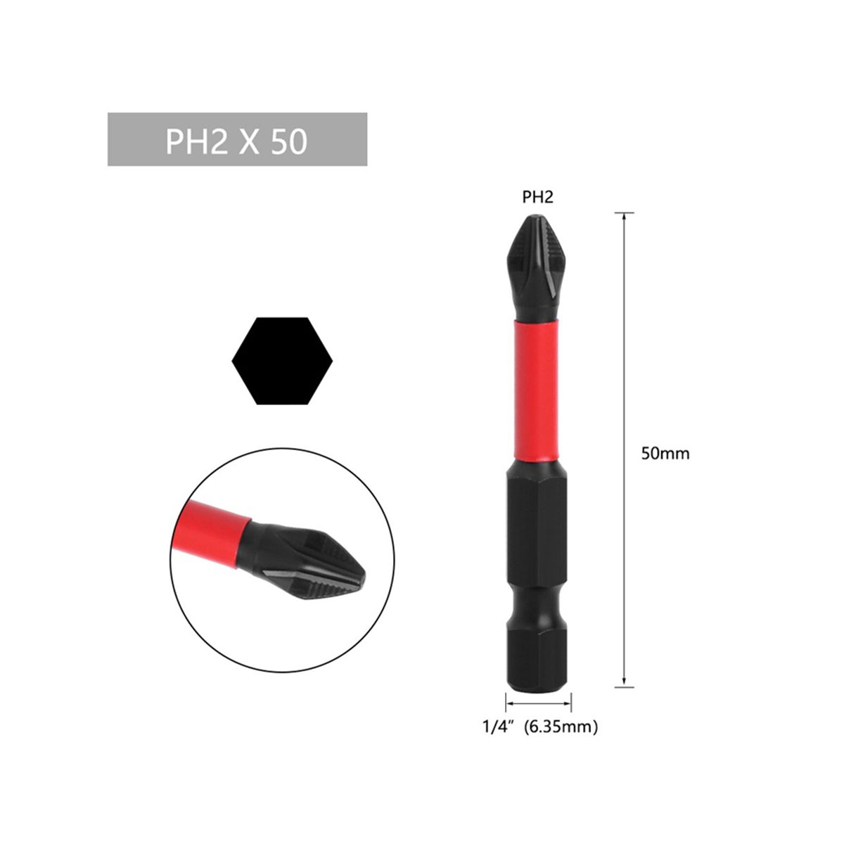 Anti Non- Screwdriver Bits Magnetic Batch Head Impact Strong PH2 High Hardness Screwdriver Bits Power Tools 65mm