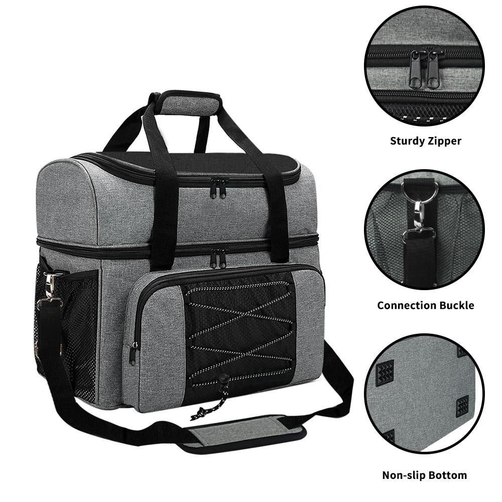 Bowling Bag for 2 Balls Portable Bowling Tote Bag with Padded Ball Holder for Double Ball and Pair of Bowling Shoes up to Mens 16