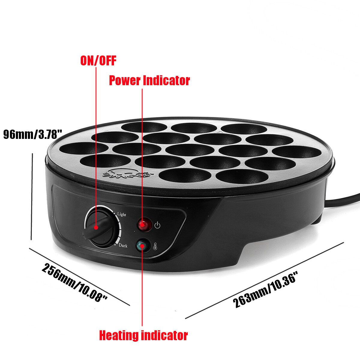 220V 750W 18 Holes Electric Takoyaki Grill Pan Home Octopus Meat Ball Maker Plate Machine AU Plug [Black]