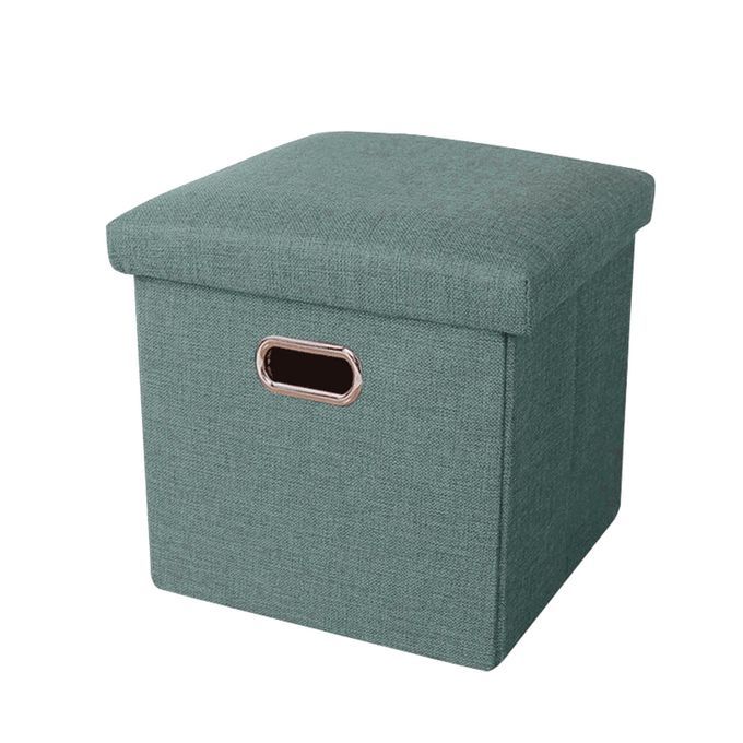 Houshold Storage Ottoman Foldable Shoe Stool Foot Rest For Kids Green