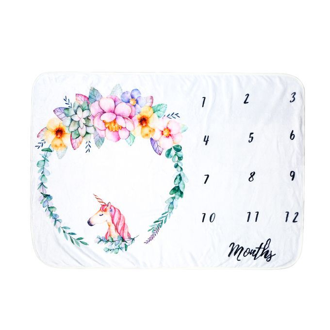 Baby Monthly Milestone Blanket For Girl Boy Floral Wings-4