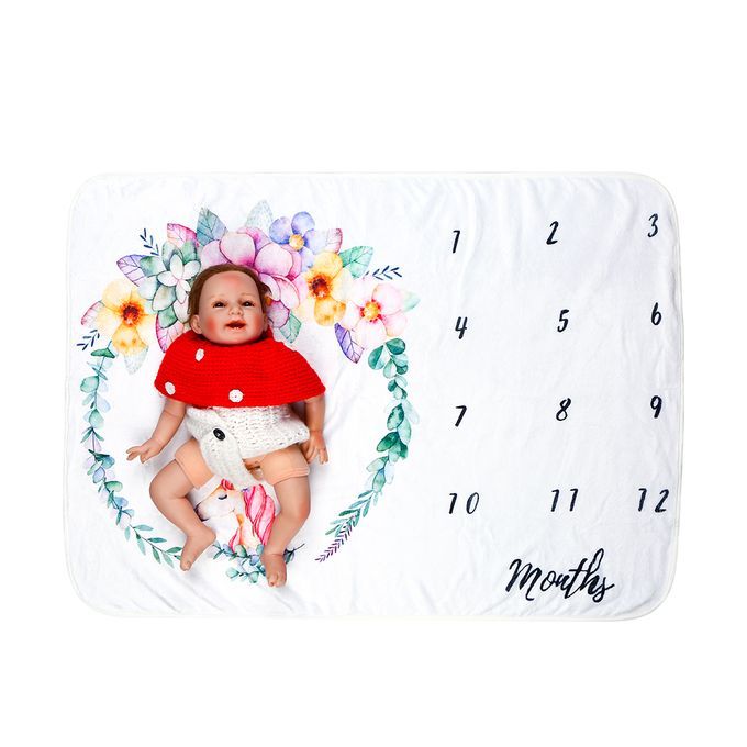 Baby Monthly Milestone Blanket For Girl Boy Floral Wings-4