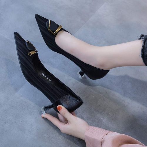 Women's Stylish Pointed Single Shoe (5cm) - Black