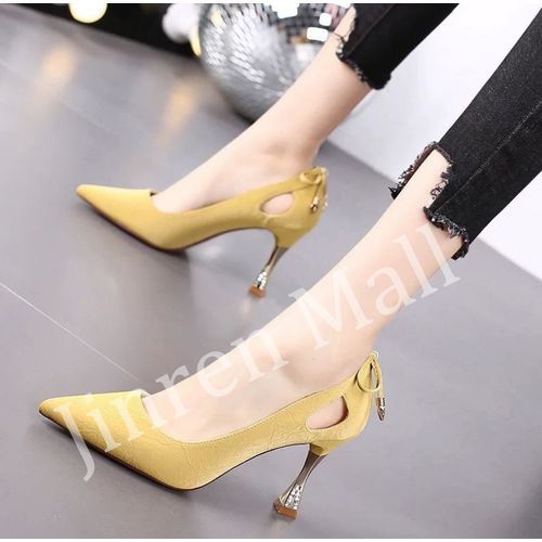 Ladies Fashion Pointed High Heels (8cm)-Yellow