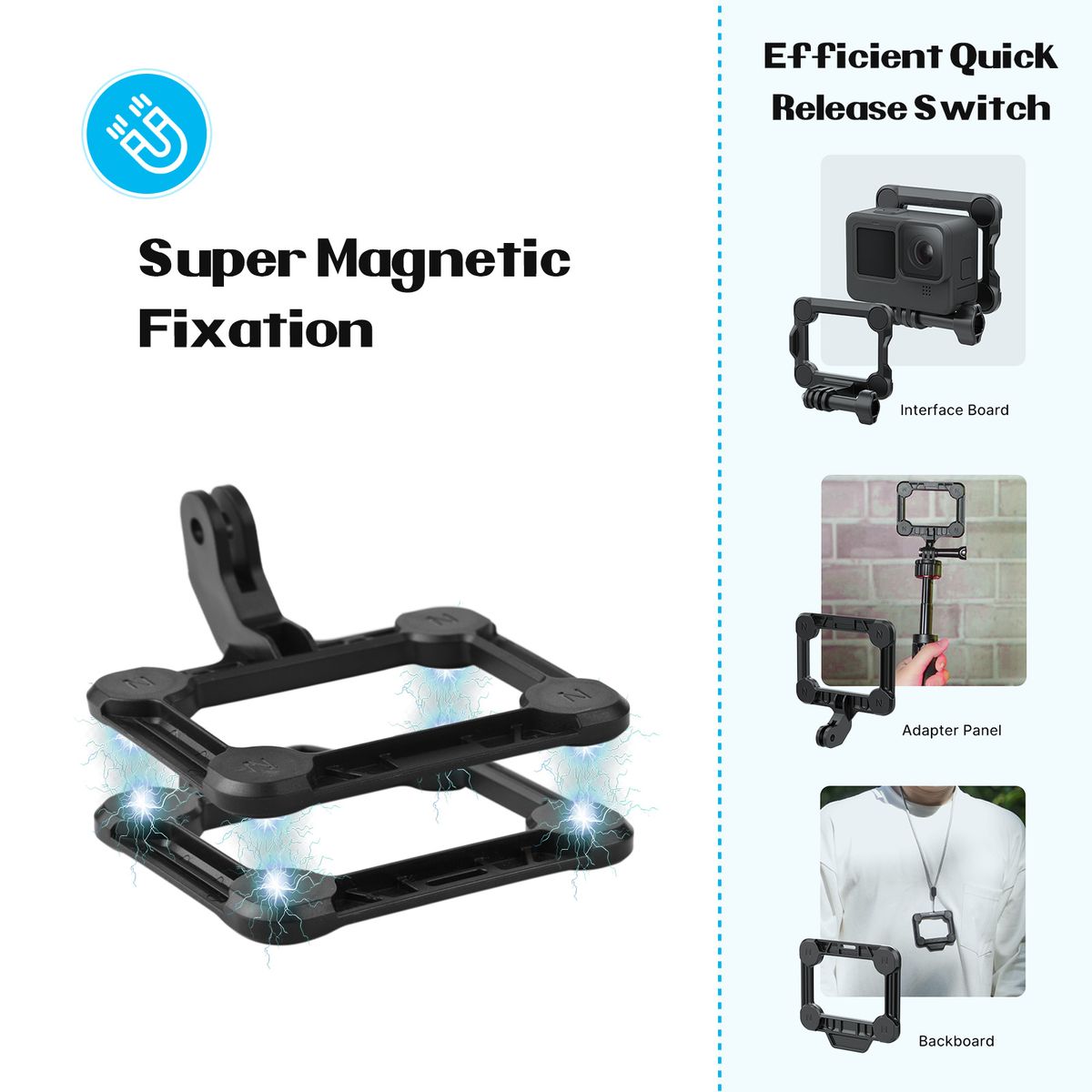 3-in-1 Sports Camera Magnetic Quick Release Bracket Action