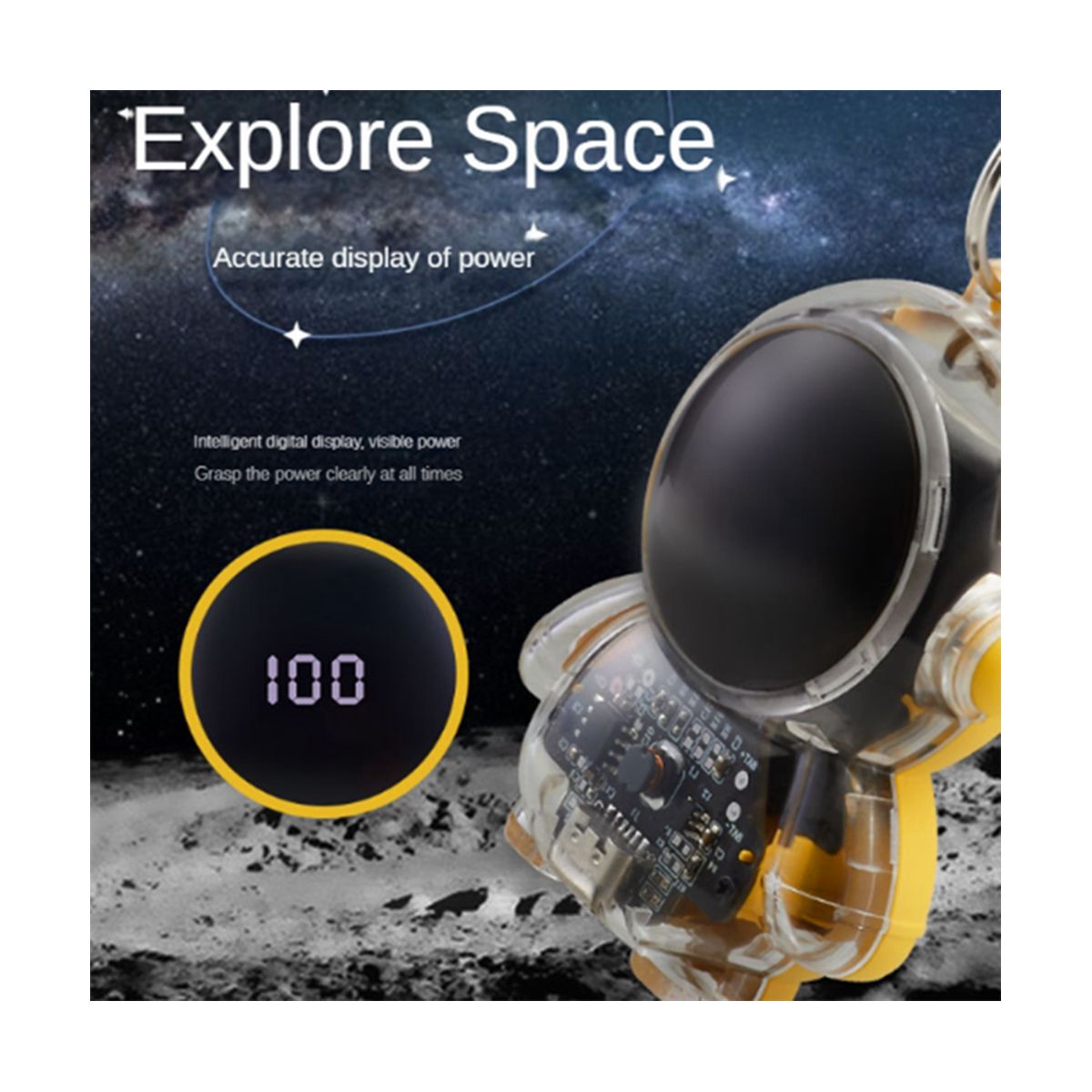 Mini Keychain  Digital Display Spaceman Power Pod 1500MAh B