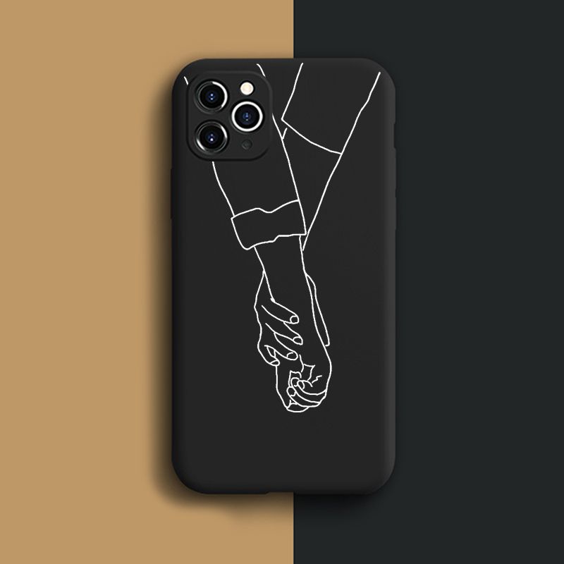Abstract Couple Line Drawing Girl Silicone Phone Case For