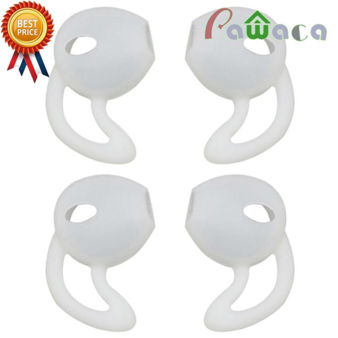 2Pairs Eartips Silicone Daily Life Waterproof In-ear Headset Earbuds Cover With Ear Hook For Earbuds IPhone 7 6 6S Plus 5 5S SE EarPods Earphone (White) CHSMALL