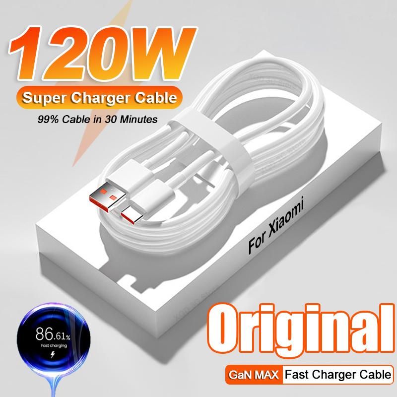For Xiaomi Original USB 120W Super Fast Charger Type C Cable For Mi 13 12 11 Ultra Pro Redmi 12T Turbo Quick Charge 6A Data Line