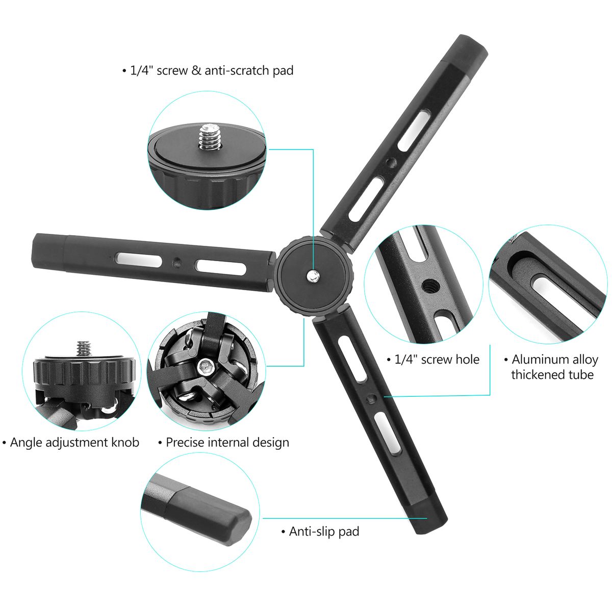 Mini Metal Tripod Aluminum Alloy Desktop Stand Tripod With
