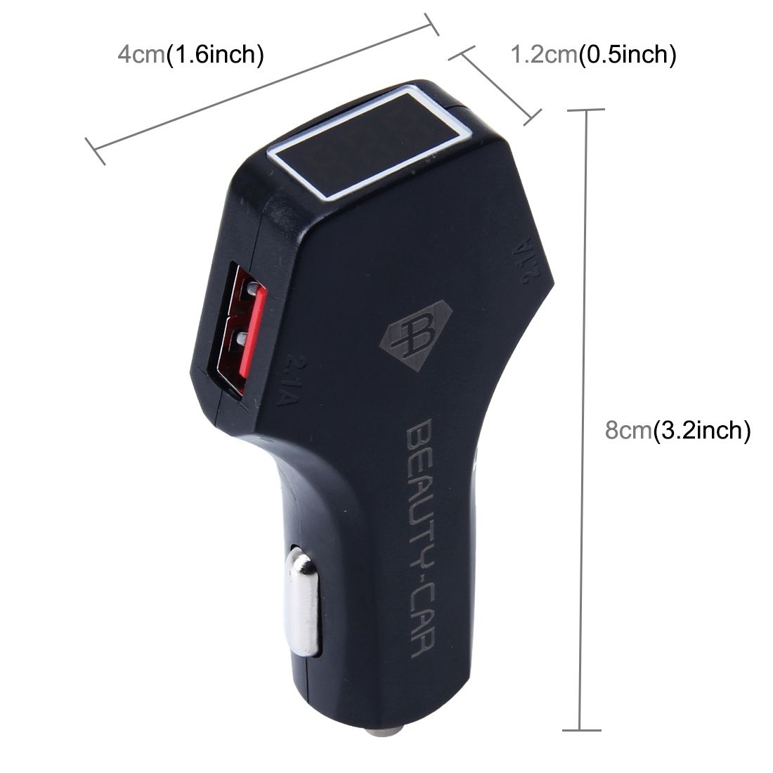 BEAUTY-CAR B-01 4.2A Dual USB Port Raid Car Charger Adapter With LED Display, Input Voltage/Output Voltage: DC 10-30V/ DC 5V