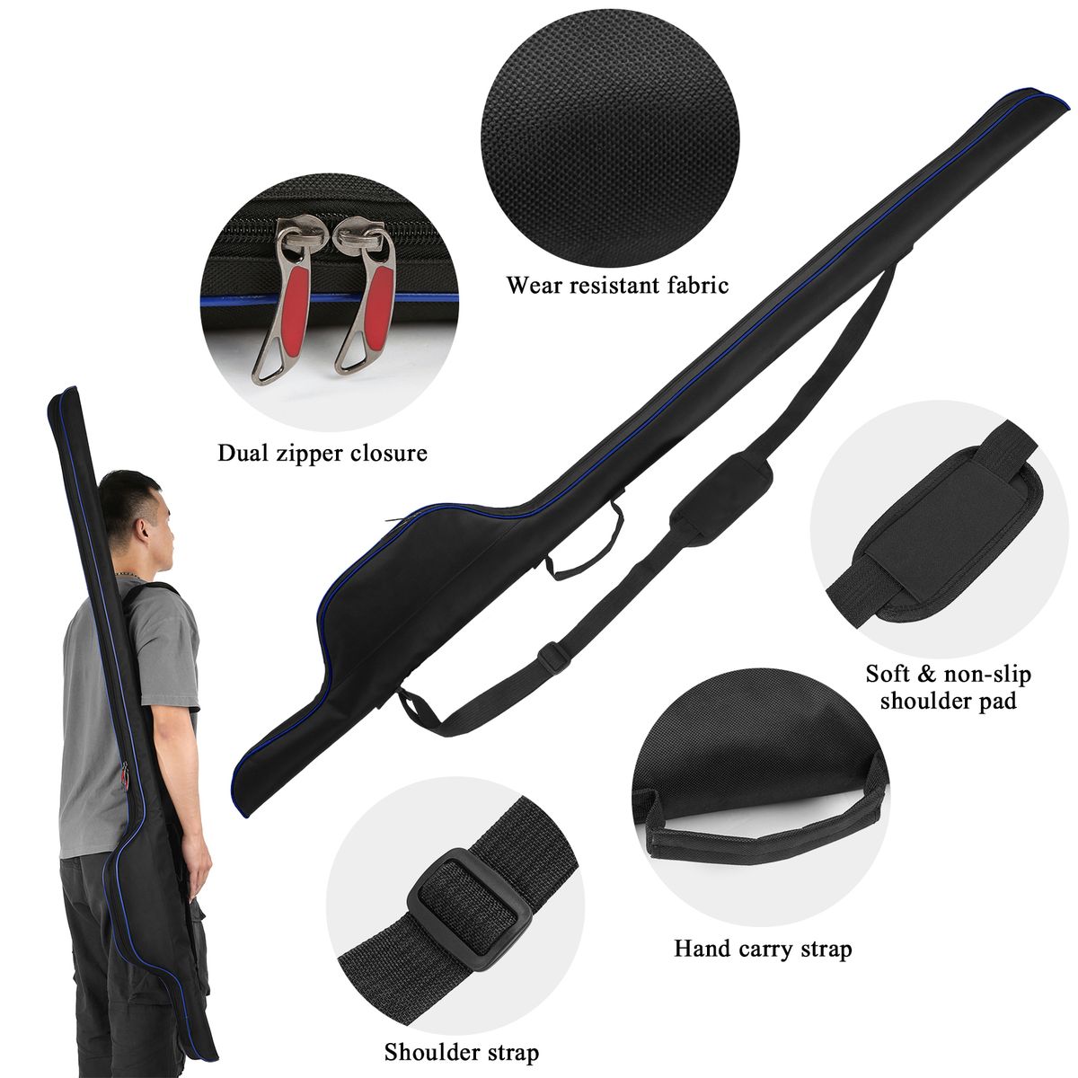 63'' Fishing Pole Bag Portable Fishing Rod Case Folding
