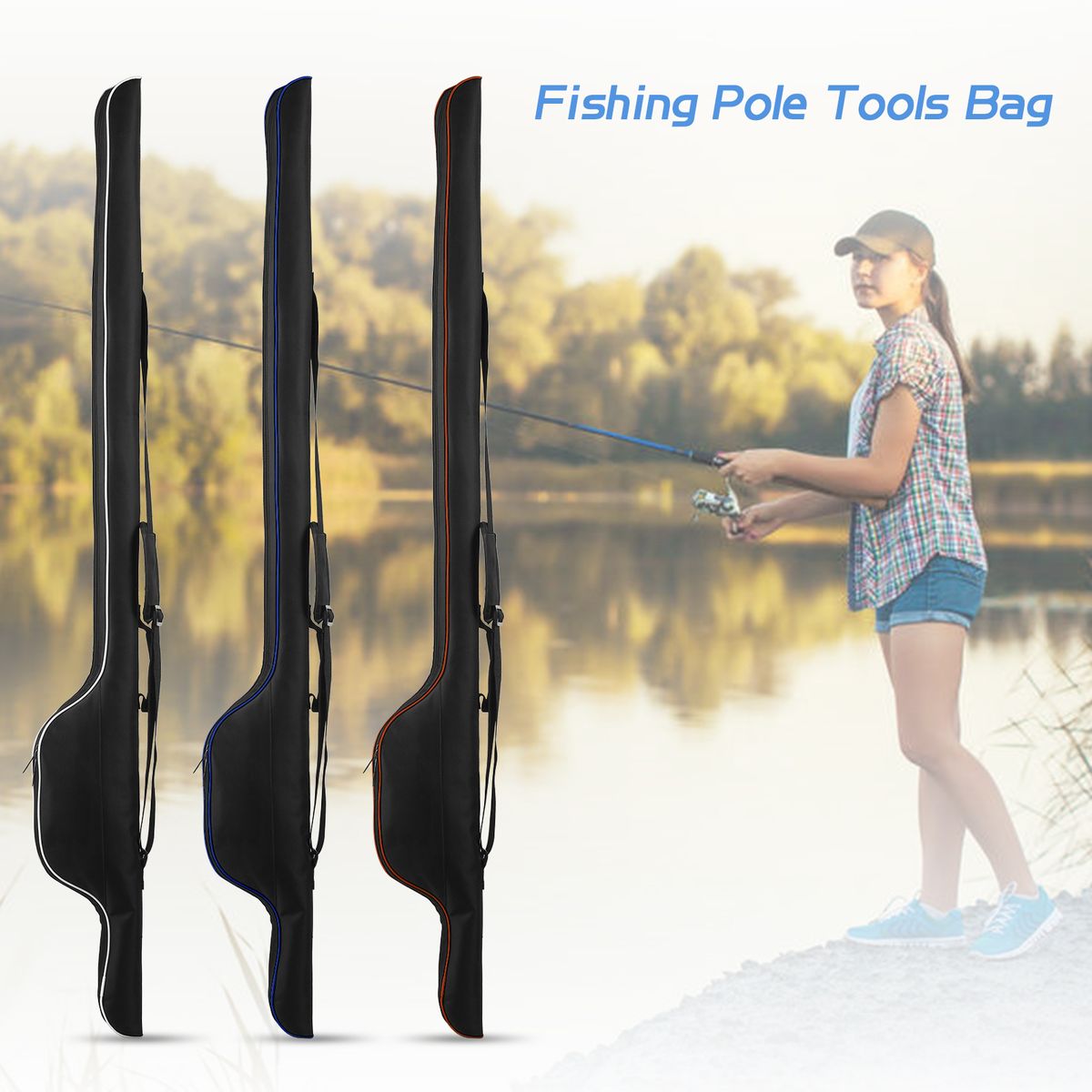 63'' Fishing Pole Bag Portable Fishing Rod Case Folding