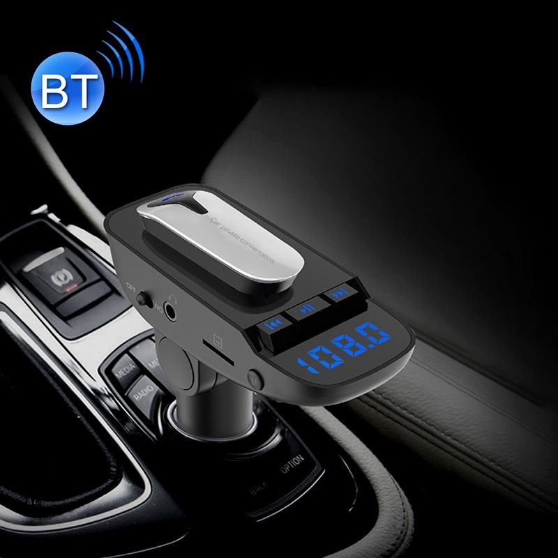 ER9 2 In 1 Hands-Free Calling Car Kit Wireless Bluetooth Headset Dual USB Charger FM Transmitter MP3 Music Player
