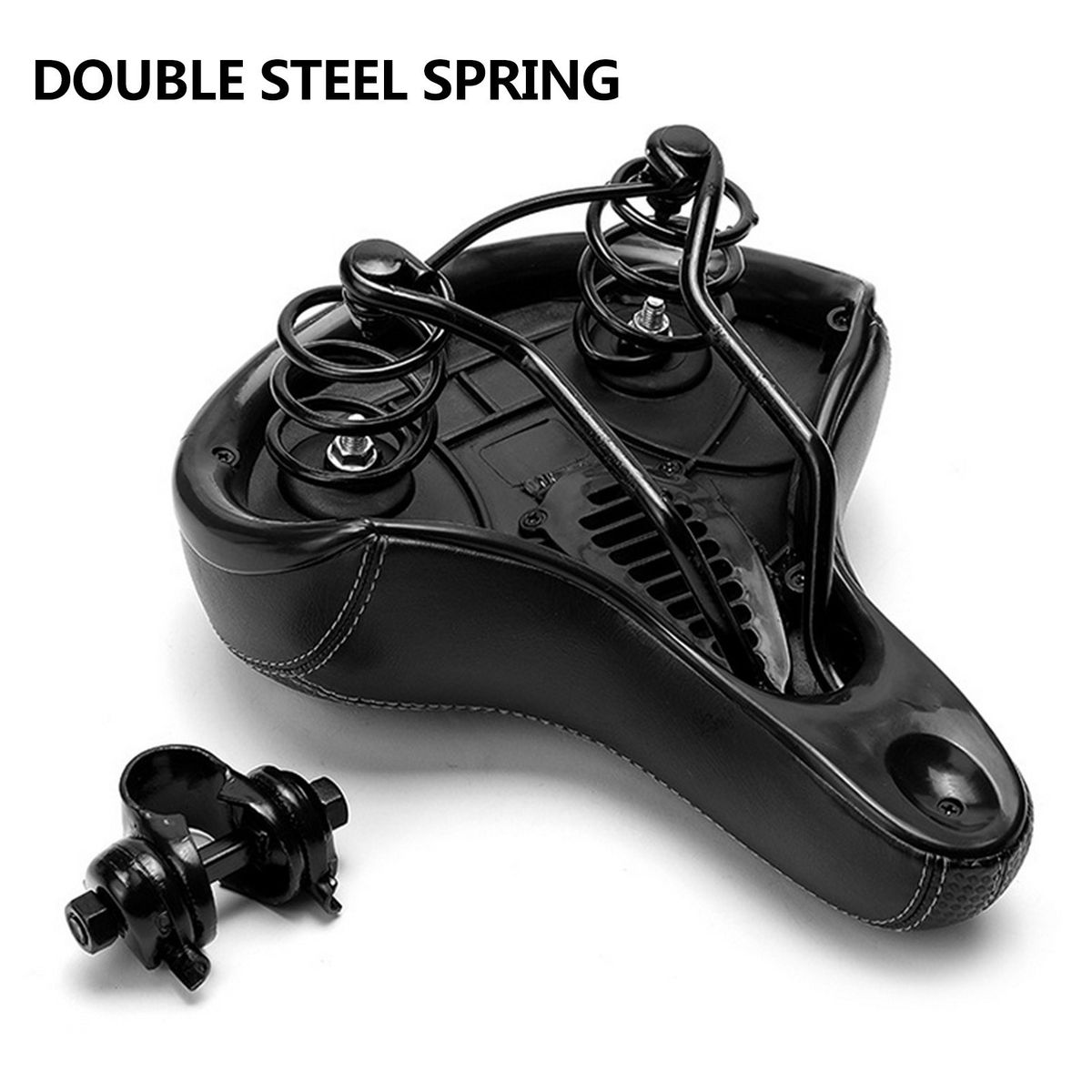 Wide Big Bike Saddle Seat Pad Ergonomic Groove Dual-spring
