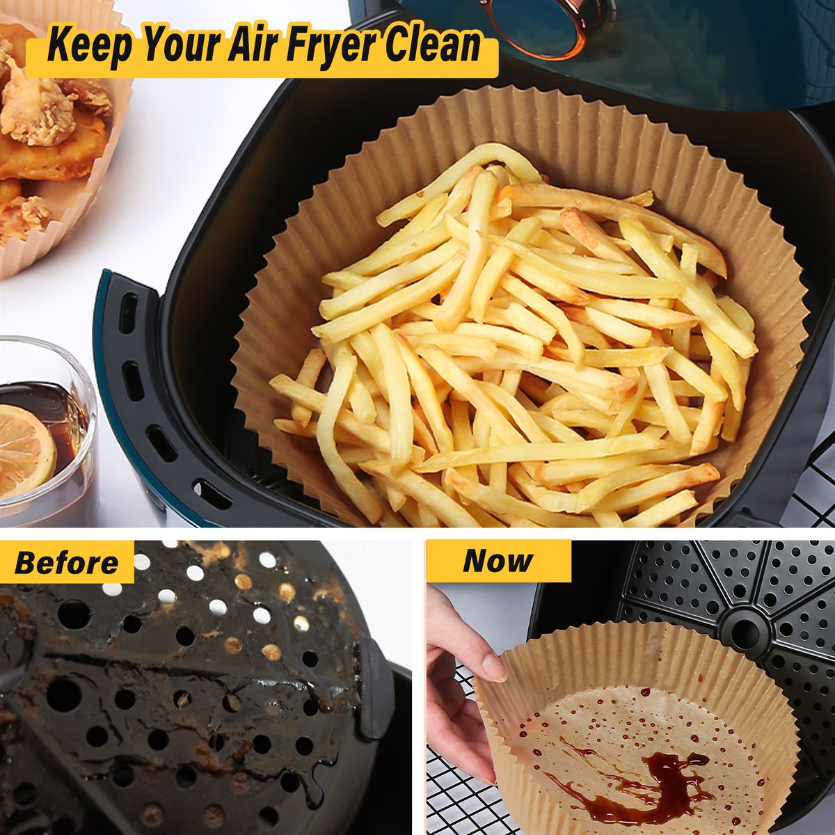 100PCS Fryer Liners Disposable Paper Non-stick Heat