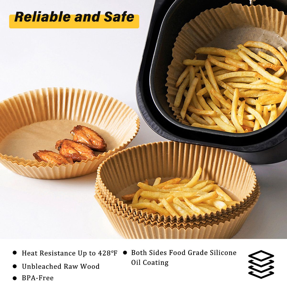 100PCS Fryer Liners Disposable Paper Non-stick Heat