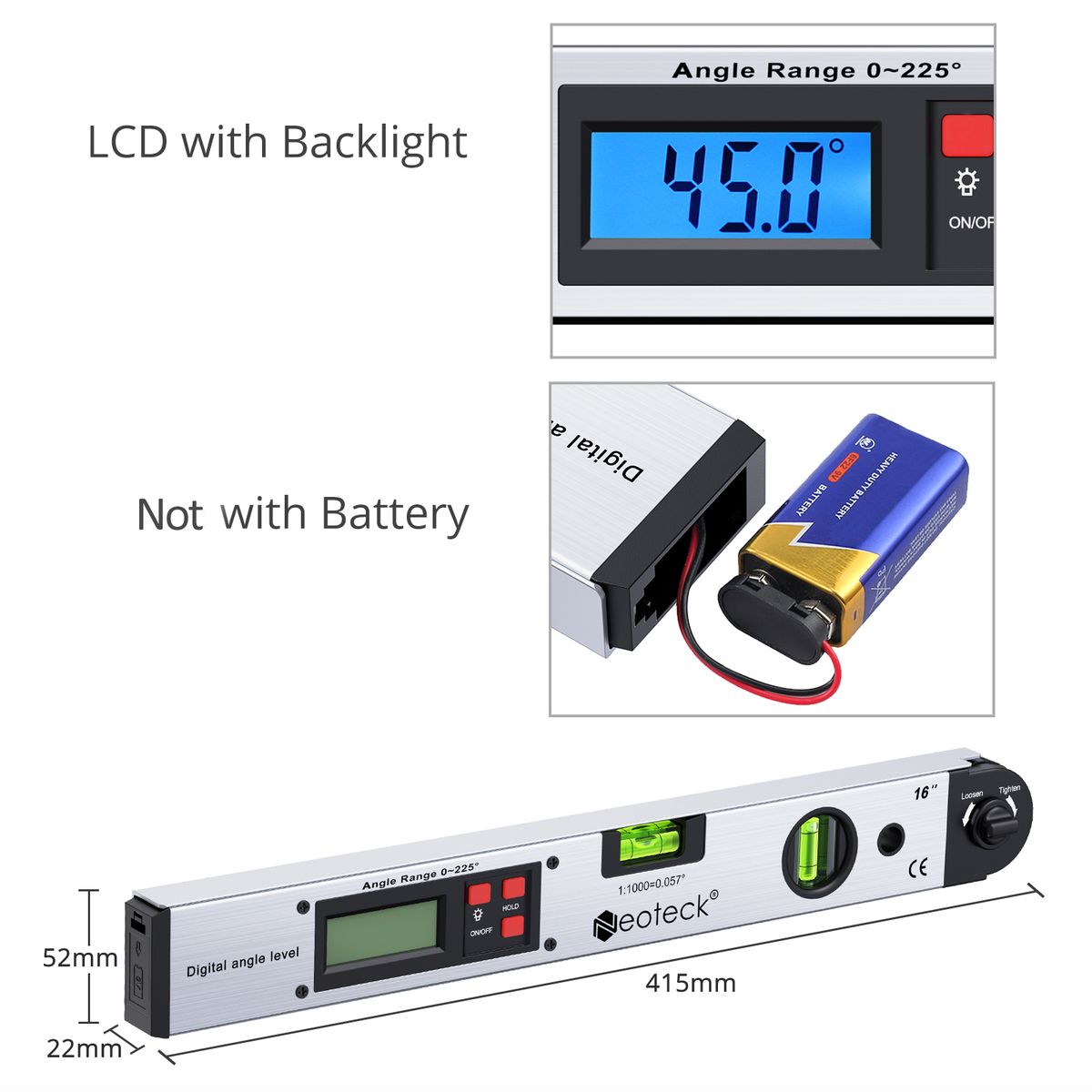 Digital Angle Finder Electronic Protractor LCD Display NTK078