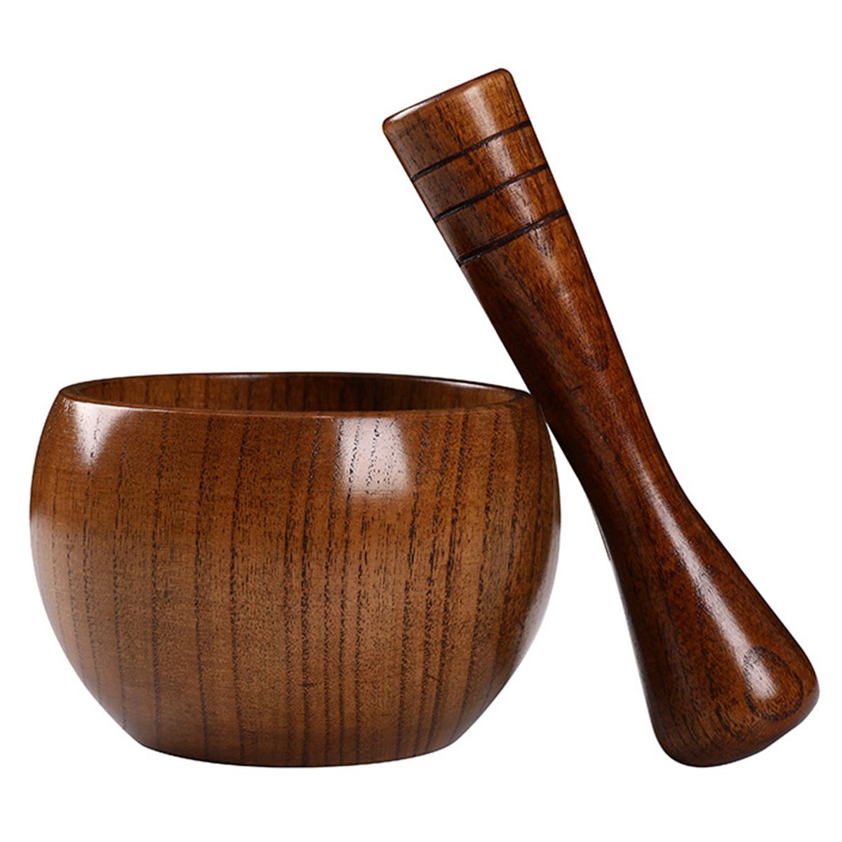 （1 Pcs）Pounding Garlic Mortar Wooden Smooth Hand Polished Pestle Set For Grind Herbs Spices Grains Pepper GRE