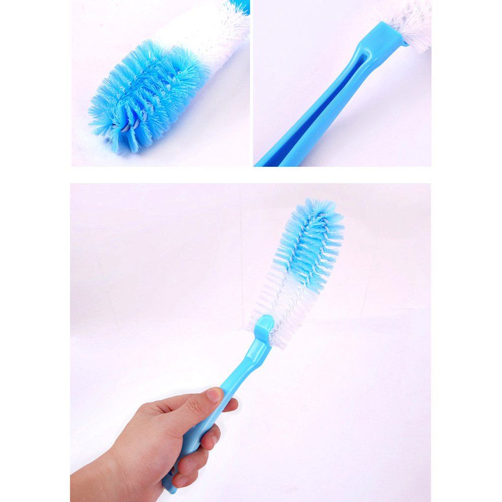 Long Handle Bottle Brush Cleaner Cup Dish Pot Bottom Scrubber Washing Brushes-Blue