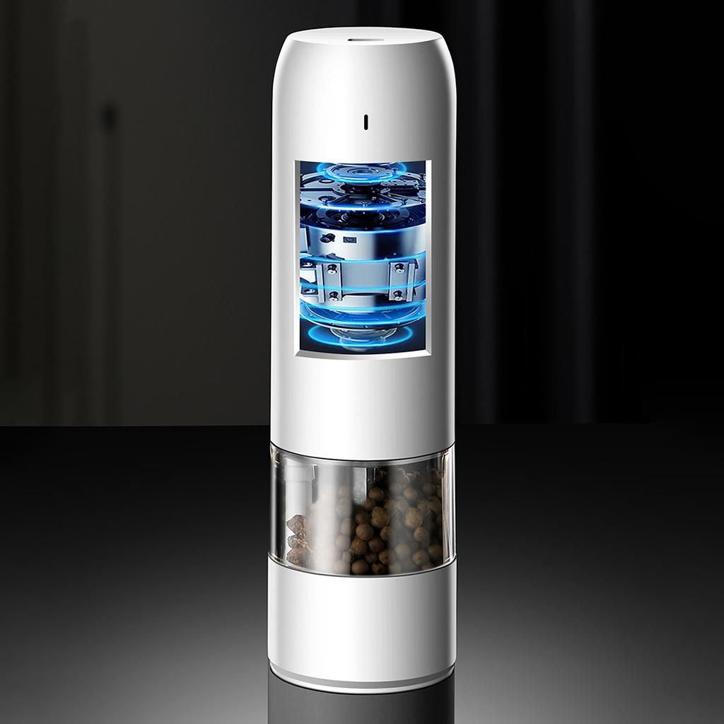 Electric Pepper And Salt Grinder Ceramic Grinders Rechargeable White