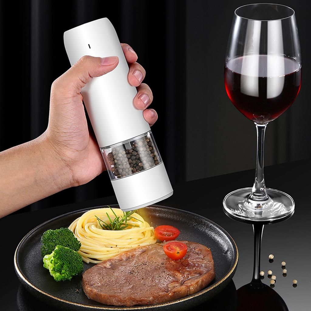 Electric Pepper And Salt Grinder Ceramic Grinders Rechargeable White