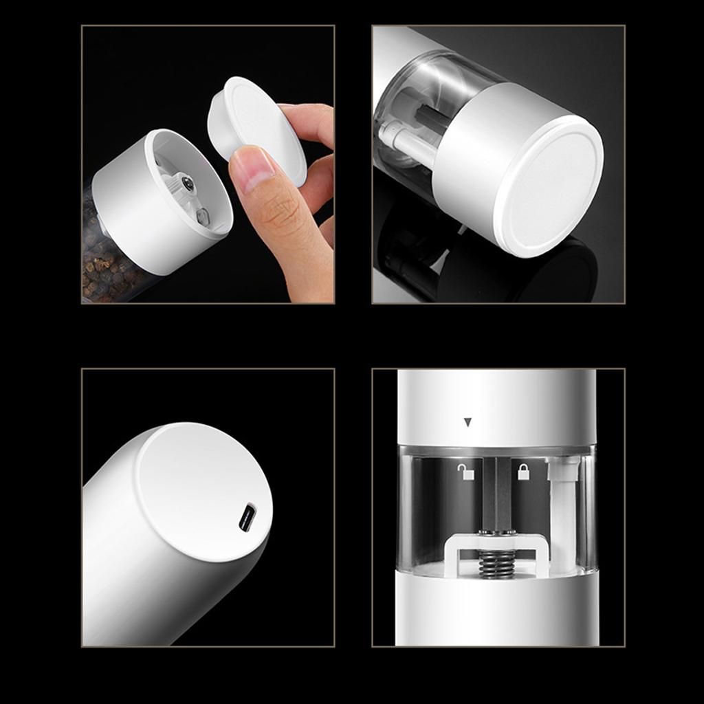Electric Pepper And Salt Grinder Ceramic Grinders Rechargeable White