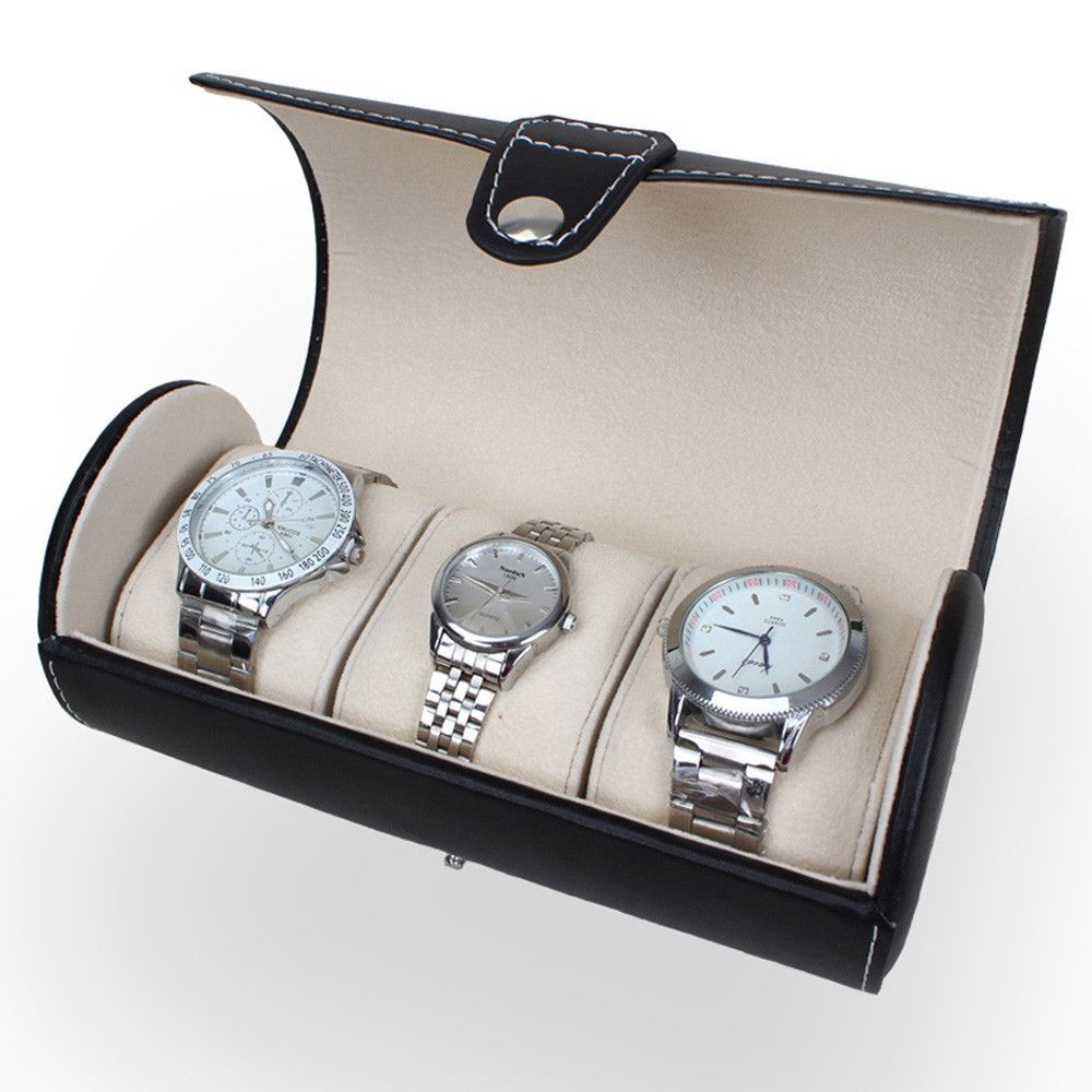 3 Slots Wrist Watch & Jewelry Travel Storage Case